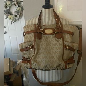 Michael Kors Strapped Canvas Large Logo Shoulder Bag/Satchel